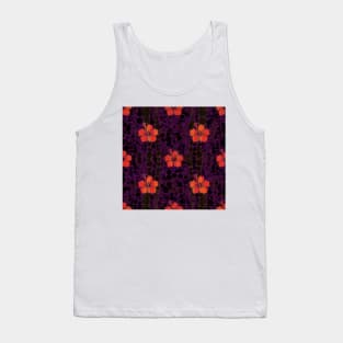 Hibiscus and Purple Polka Dots Tank Top